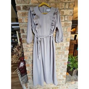 Piper & Scoot M Ruffle Maxi‎ Dress Country Prairie Tie Waist Modest Cottagecore